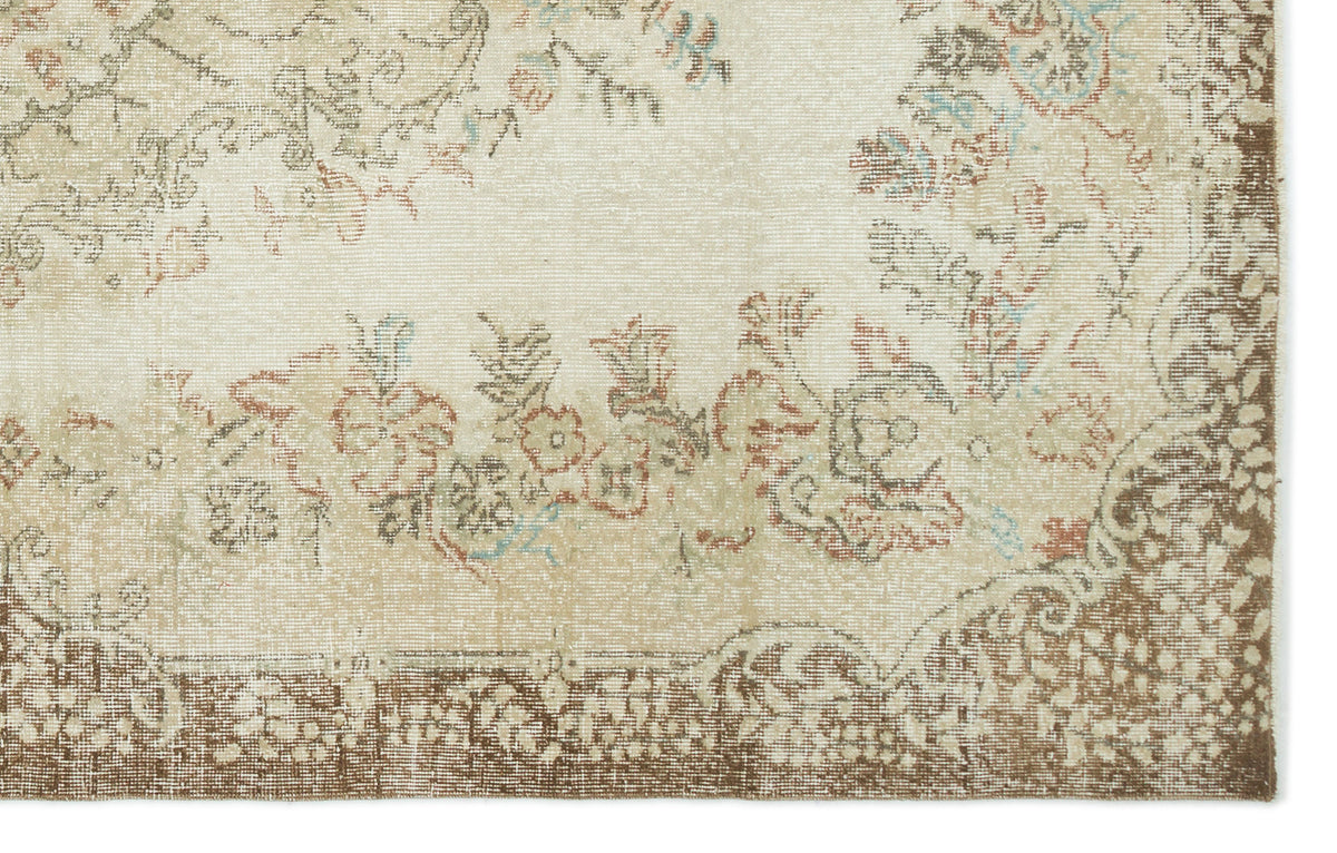 Beige Over Dyed Vintage Rug 5&#39;11&#39;&#39; x 9&#39;5&#39;&#39; ft 180 x 286 cm