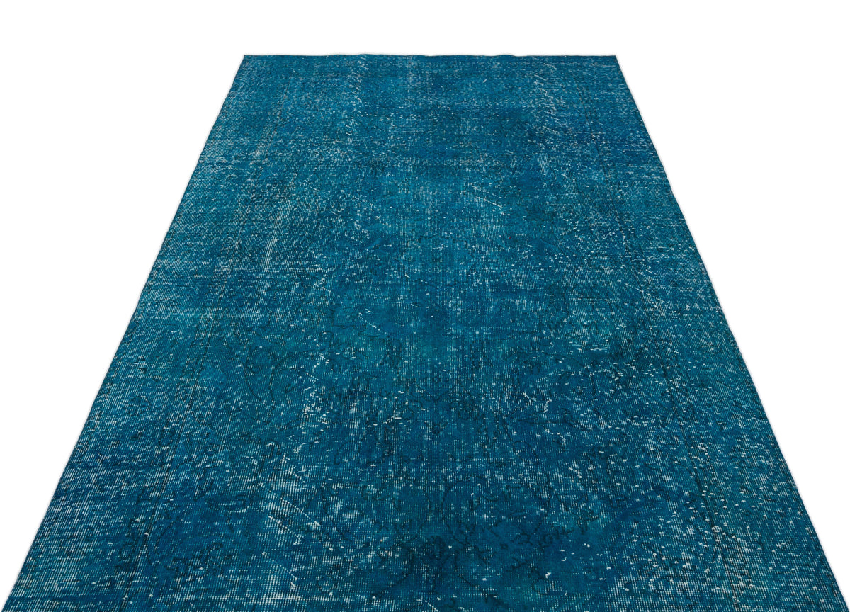 Turquoise  Over Dyed Vintage Rug 4&#39;10&#39;&#39; x 9&#39;5&#39;&#39; ft 147 x 288 cm