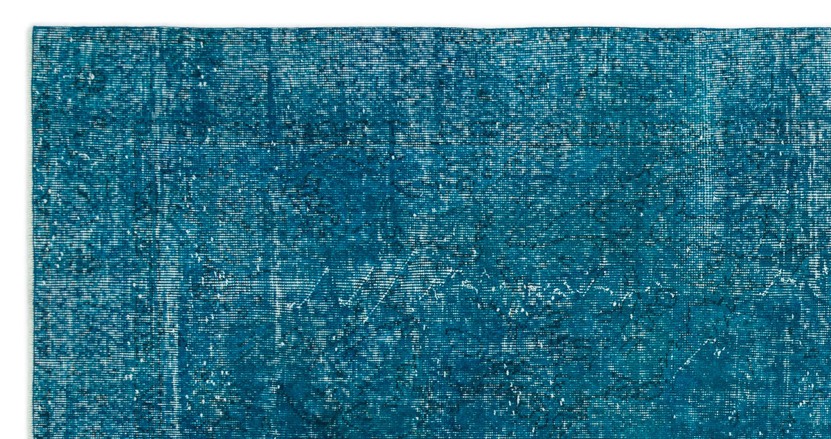 Turquoise  Over Dyed Vintage Rug 4&#39;10&#39;&#39; x 9&#39;5&#39;&#39; ft 147 x 288 cm