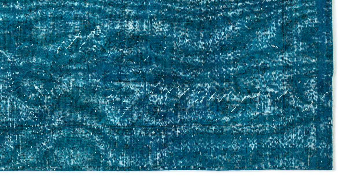 Turquoise  Over Dyed Vintage Rug 4&#39;10&#39;&#39; x 9&#39;5&#39;&#39; ft 147 x 288 cm
