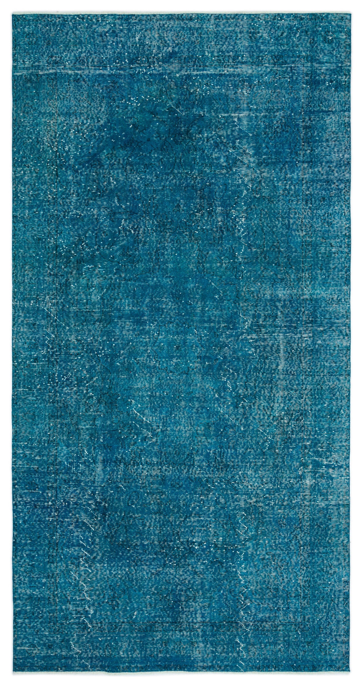 Turquoise  Over Dyed Vintage Rug 4&#39;10&#39;&#39; x 9&#39;5&#39;&#39; ft 147 x 288 cm