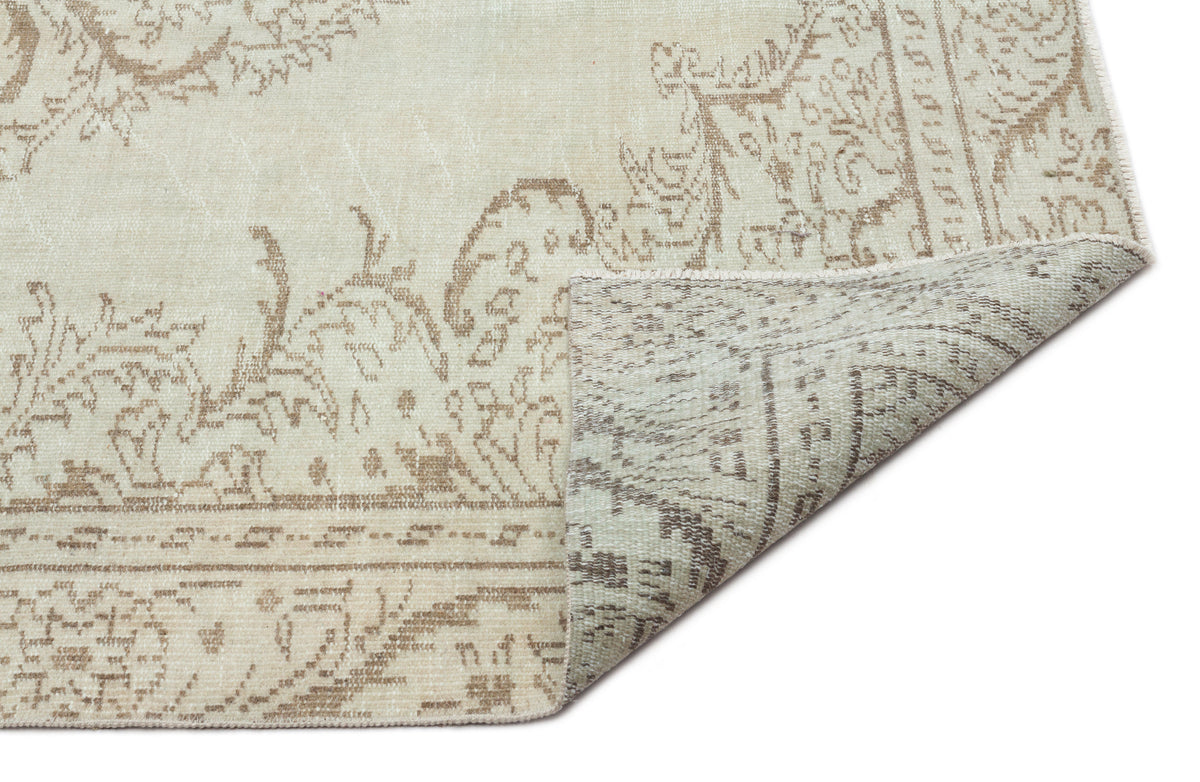 Beige Over Dyed Vintage Rug 5&#39;4&#39;&#39; x 9&#39;1&#39;&#39; ft 163 x 277 cm