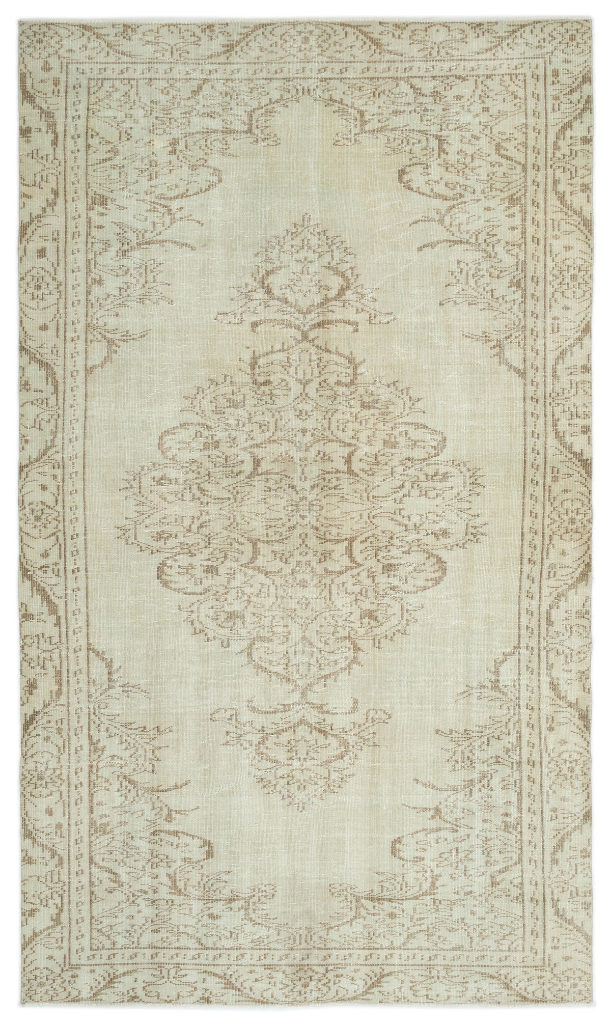 Beige Over Dyed Vintage Rug 5&#39;4&#39;&#39; x 9&#39;1&#39;&#39; ft 163 x 277 cm