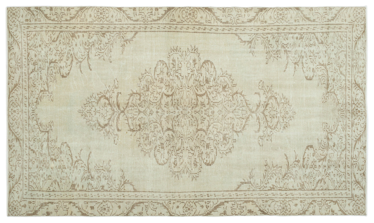 Beige Over Dyed Vintage Rug 5&#39;4&#39;&#39; x 9&#39;1&#39;&#39; ft 163 x 277 cm