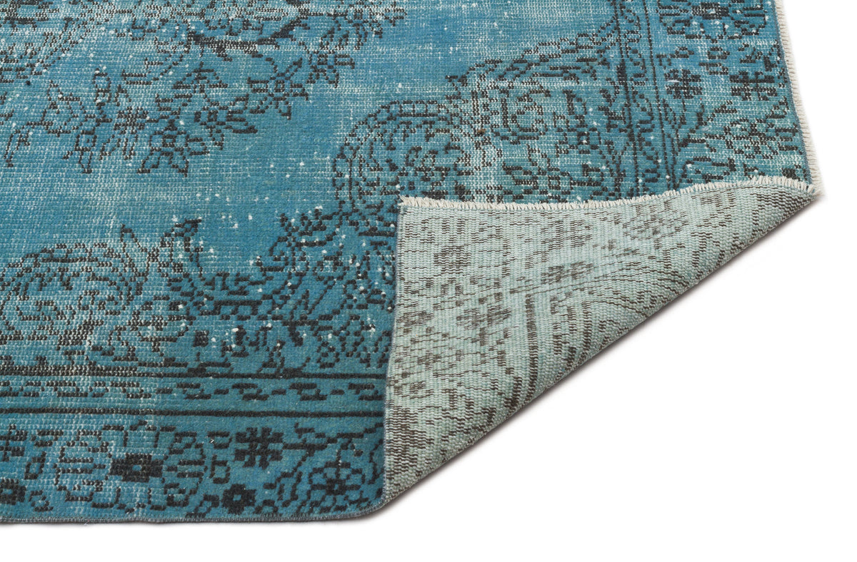 Turquoise  Over Dyed Vintage Rug 5&#39;3&#39;&#39; x 9&#39;4&#39;&#39; ft 160 x 285 cm