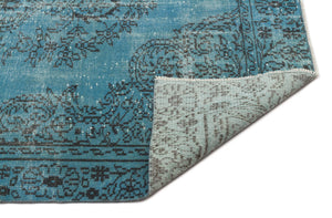 Turquoise  Over Dyed Vintage Rug 5'3'' x 9'4'' ft 160 x 285 cm