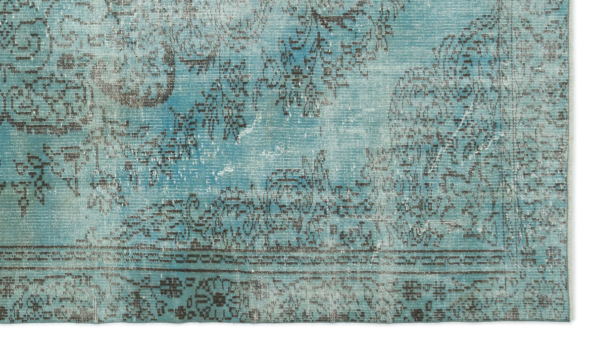 Turquoise  Over Dyed Vintage Rug 5&#39;3&#39;&#39; x 9&#39;4&#39;&#39; ft 160 x 285 cm