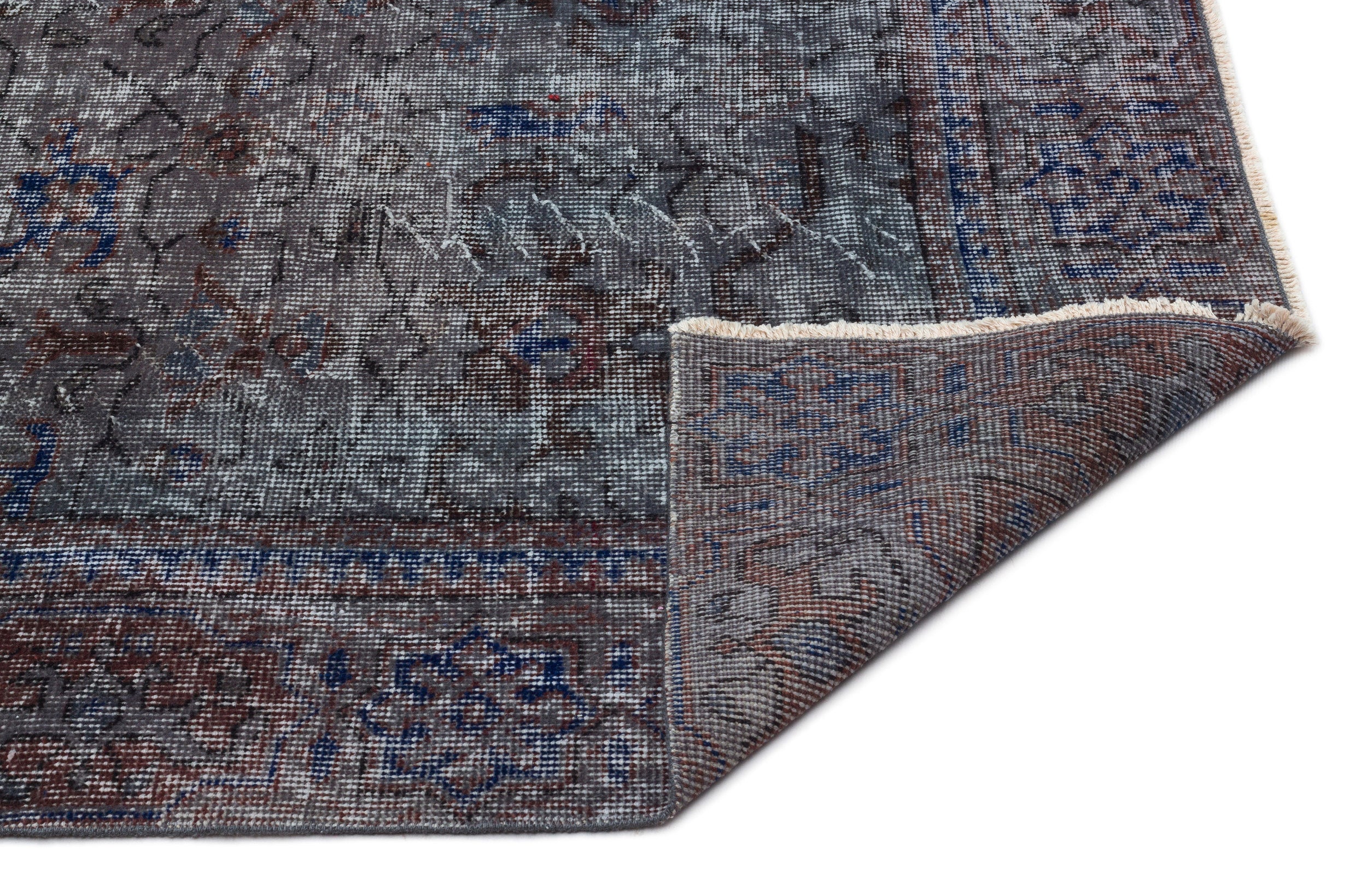 Gray Over Dyed Vintage Rug 5'3'' x 9'5'' ft 160 x 288 cm