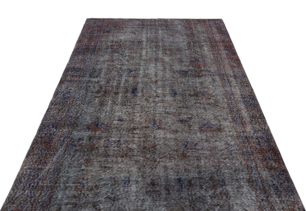 Gray Over Dyed Vintage Rug 5&#39;3&#39;&#39; x 9&#39;5&#39;&#39; ft 160 x 288 cm