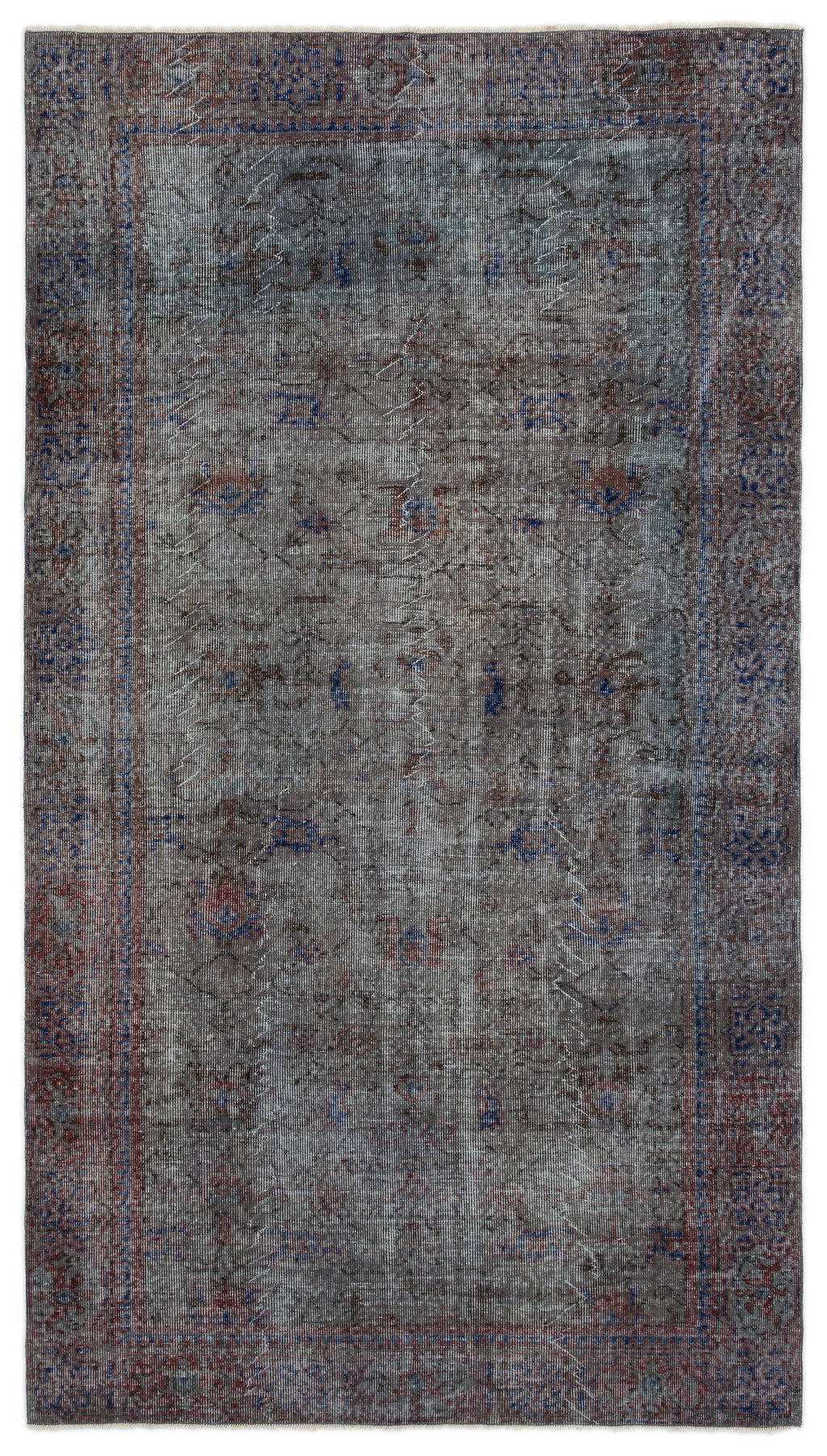 Gray Over Dyed Vintage Rug 5'3'' x 9'5'' ft 160 x 288 cm
