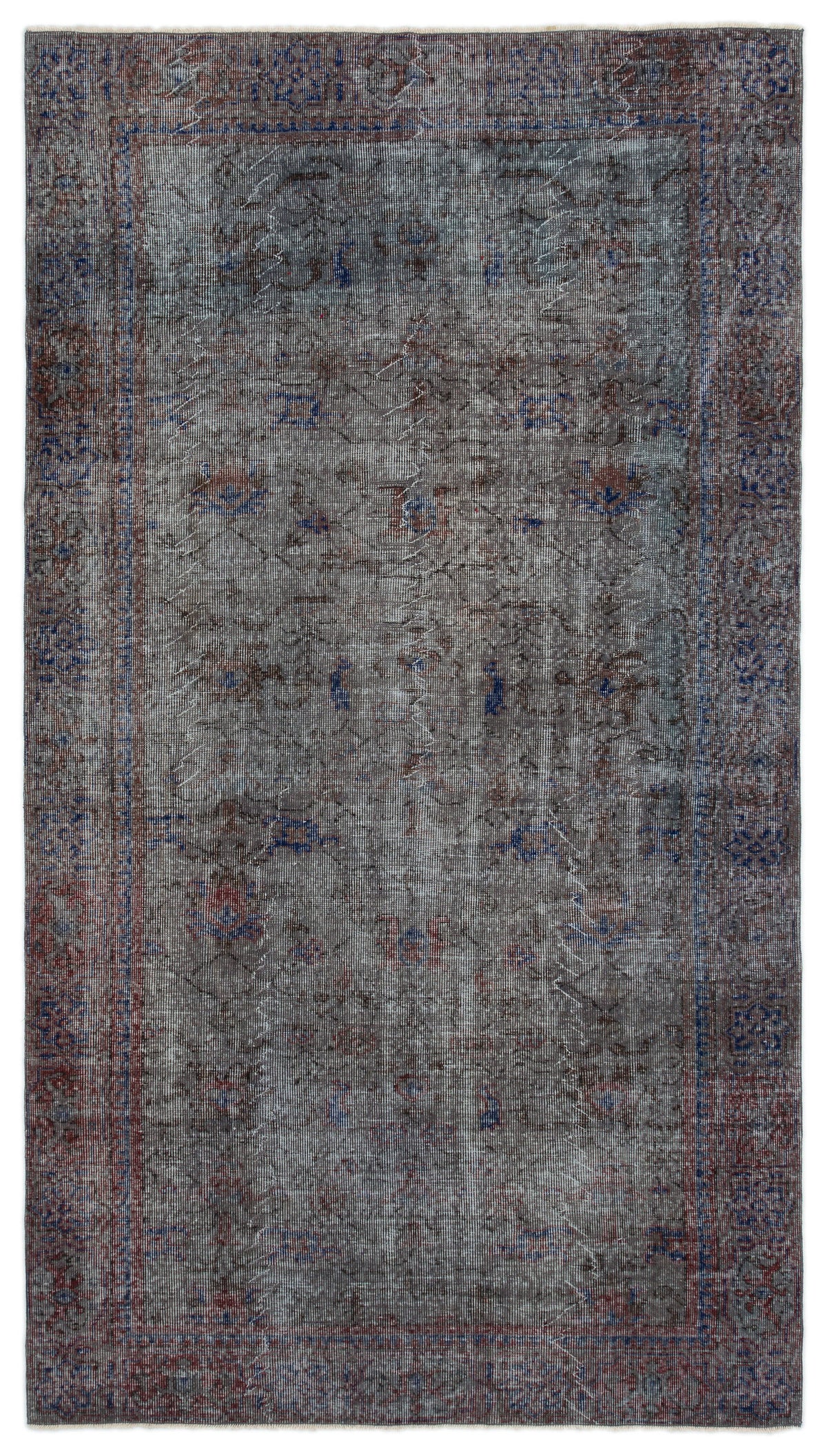 Gray Over Dyed Vintage Rug 5&#39;3&#39;&#39; x 9&#39;5&#39;&#39; ft 160 x 288 cm