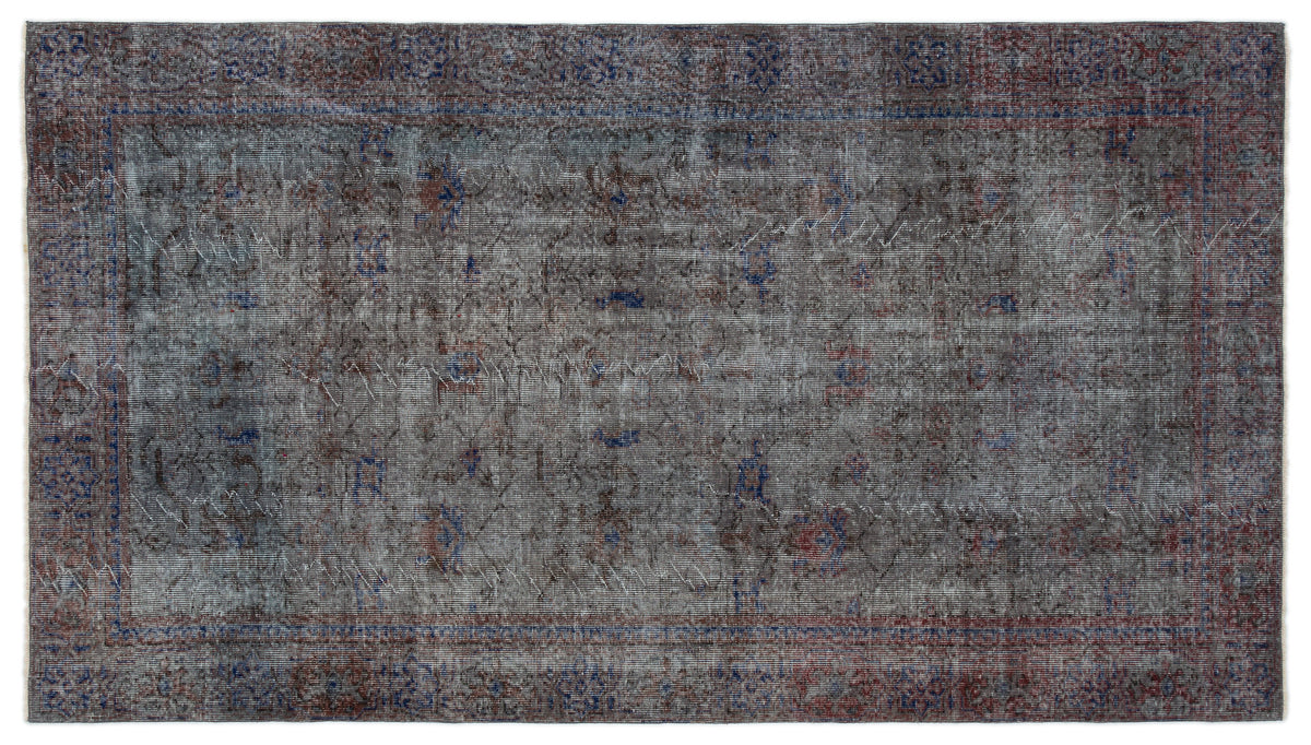 Gray Over Dyed Vintage Rug 5&#39;3&#39;&#39; x 9&#39;5&#39;&#39; ft 160 x 288 cm