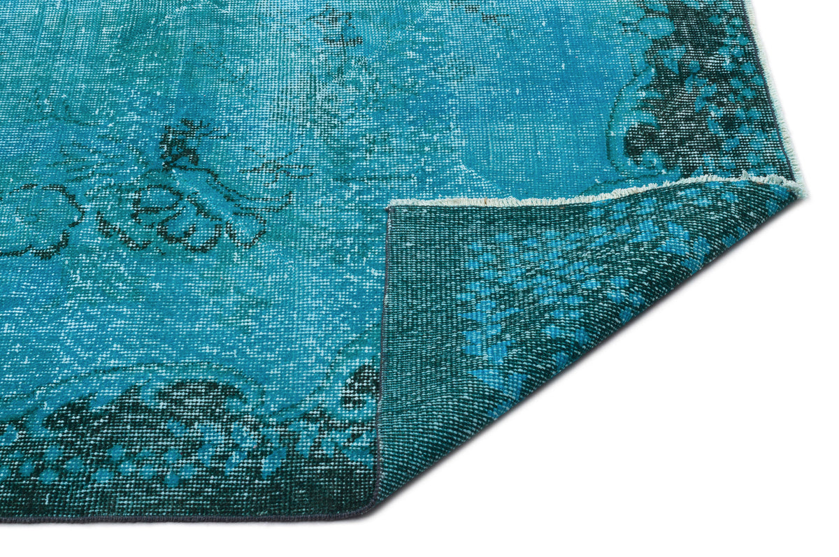 Turquoise  Over Dyed Vintage Rug 6&#39;1&#39;&#39; x 9&#39;10&#39;&#39; ft 185 x 300 cm