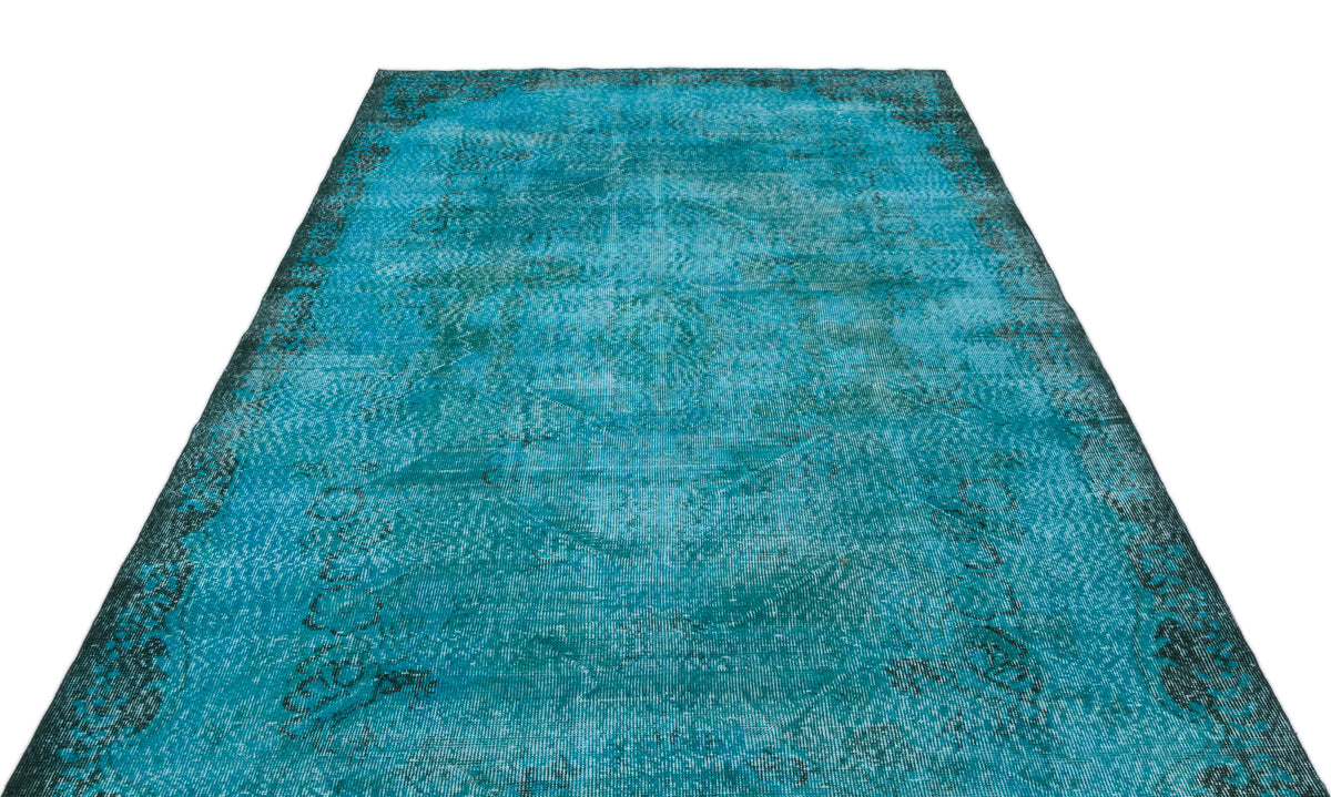 Turquoise  Over Dyed Vintage Rug 6&#39;1&#39;&#39; x 9&#39;10&#39;&#39; ft 185 x 300 cm