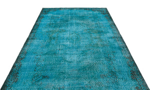 Turquoise  Over Dyed Vintage Rug 6'1'' x 9'10'' ft 185 x 300 cm