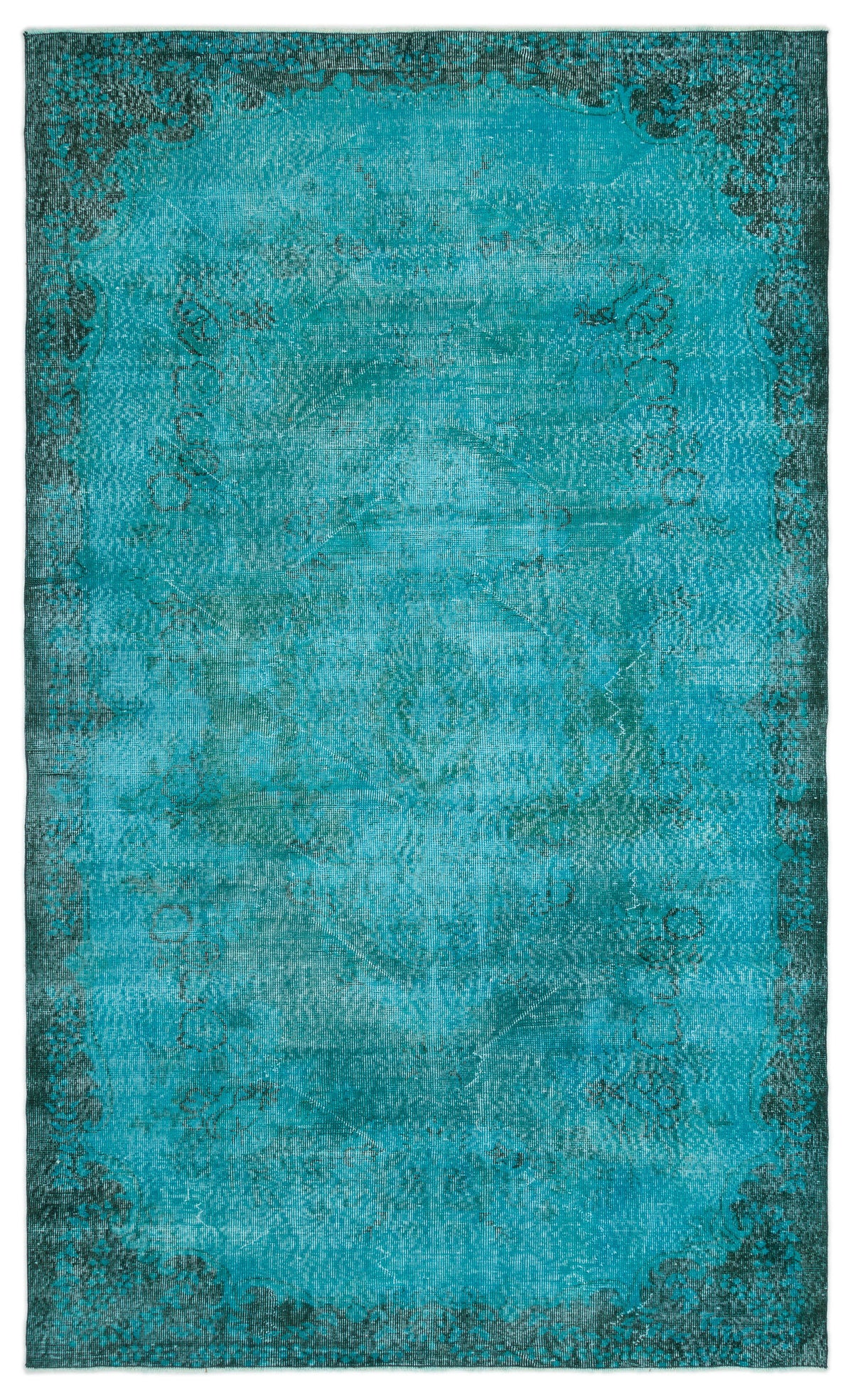 Turquoise  Over Dyed Vintage Rug 6&#39;1&#39;&#39; x 9&#39;10&#39;&#39; ft 185 x 300 cm