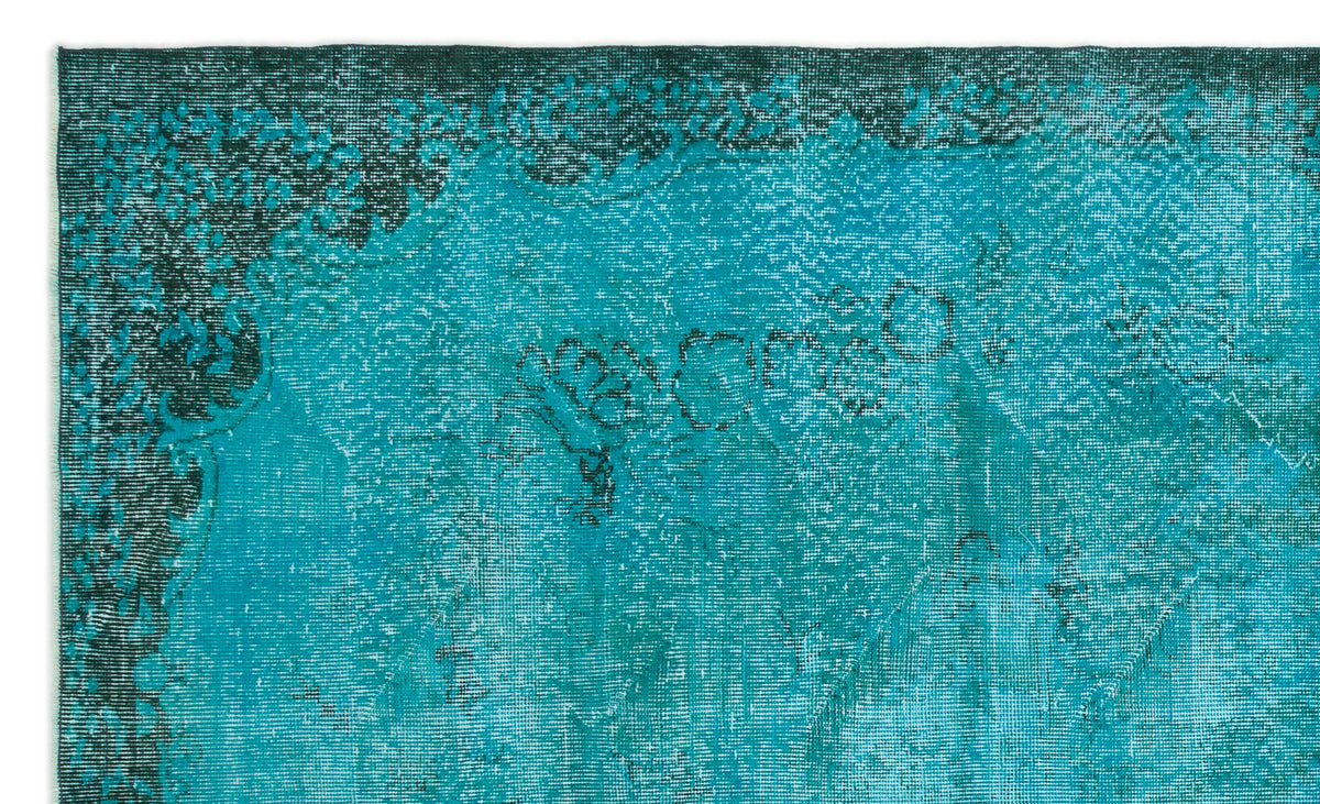 Turquoise  Over Dyed Vintage Rug 6&#39;1&#39;&#39; x 9&#39;10&#39;&#39; ft 185 x 300 cm