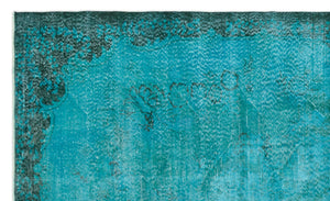 Turquoise  Over Dyed Vintage Rug 6'1'' x 9'10'' ft 185 x 300 cm