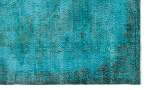 Turquoise  Over Dyed Vintage Rug 6'1'' x 9'10'' ft 185 x 300 cm