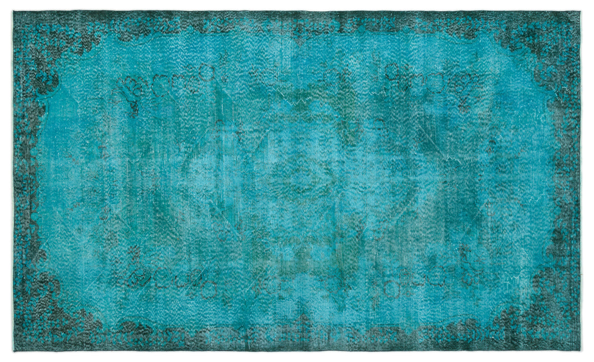 Turquoise  Over Dyed Vintage Rug 6&#39;1&#39;&#39; x 9&#39;10&#39;&#39; ft 185 x 300 cm