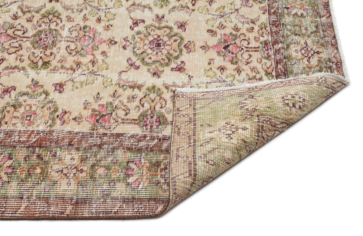 Beige Over Dyed Vintage Rug 5&#39;9&#39;&#39; x 9&#39;7&#39;&#39; ft 175 x 292 cm