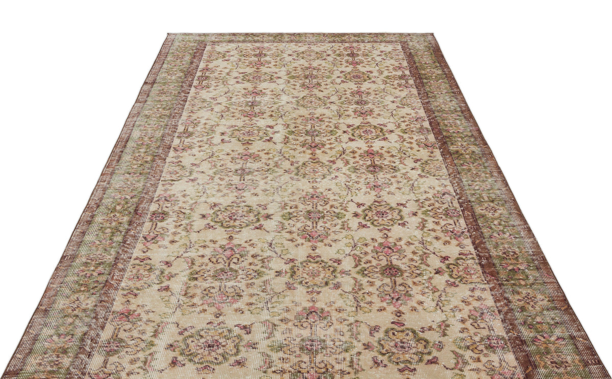 Beige Over Dyed Vintage Rug 5&#39;9&#39;&#39; x 9&#39;7&#39;&#39; ft 175 x 292 cm