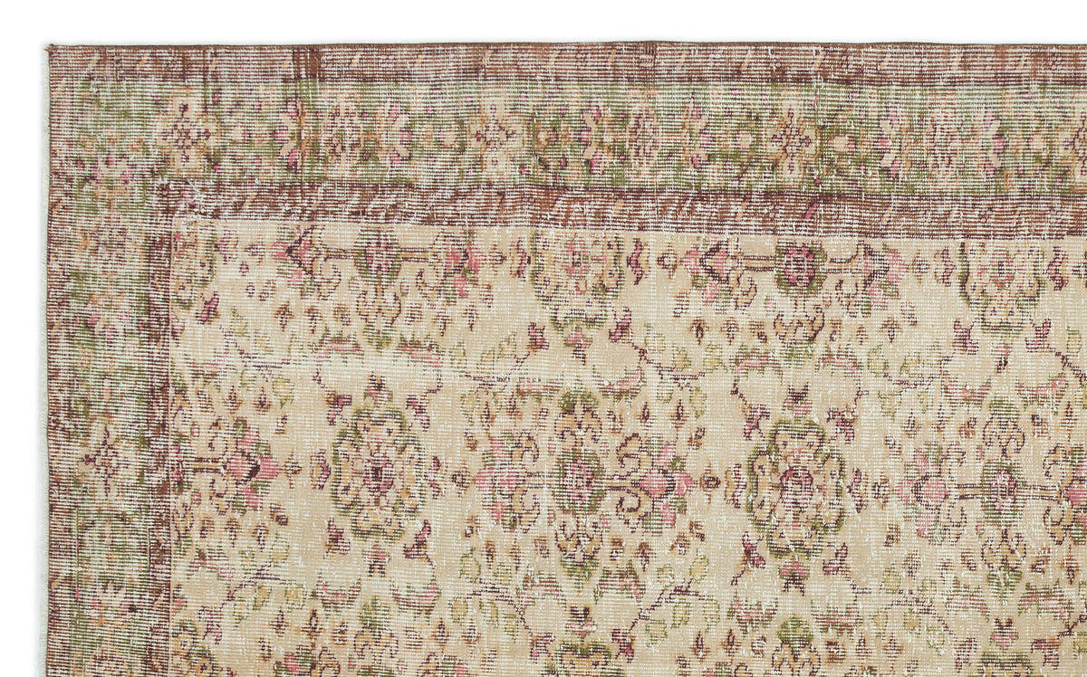 Beige Over Dyed Vintage Rug 5&#39;9&#39;&#39; x 9&#39;7&#39;&#39; ft 175 x 292 cm