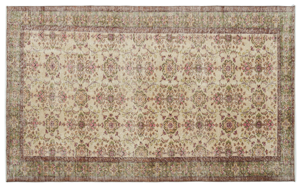 Beige Over Dyed Vintage Rug 5'9'' x 9'7'' ft 175 x 292 cm