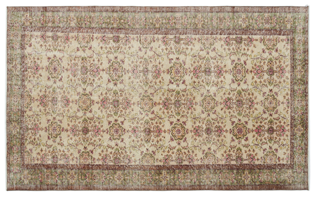 Beige Over Dyed Vintage Rug 5&#39;9&#39;&#39; x 9&#39;7&#39;&#39; ft 175 x 292 cm
