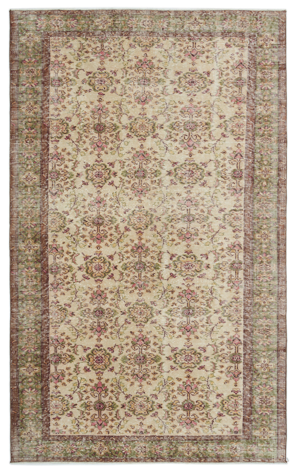 Beige Over Dyed Vintage Rug 5'9'' x 9'7'' ft 175 x 292 cm