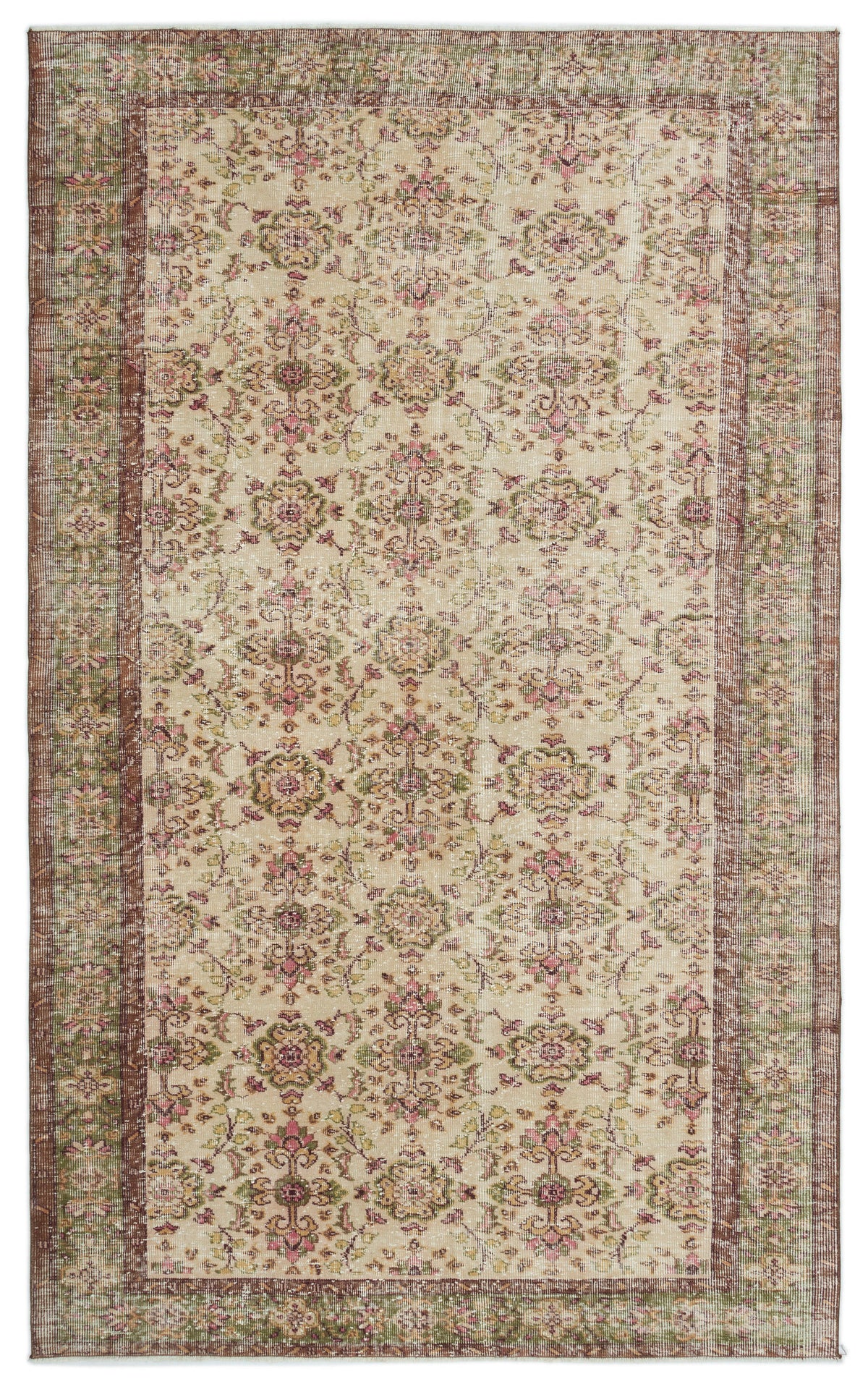 Beige Over Dyed Vintage Rug 5&#39;9&#39;&#39; x 9&#39;7&#39;&#39; ft 175 x 292 cm