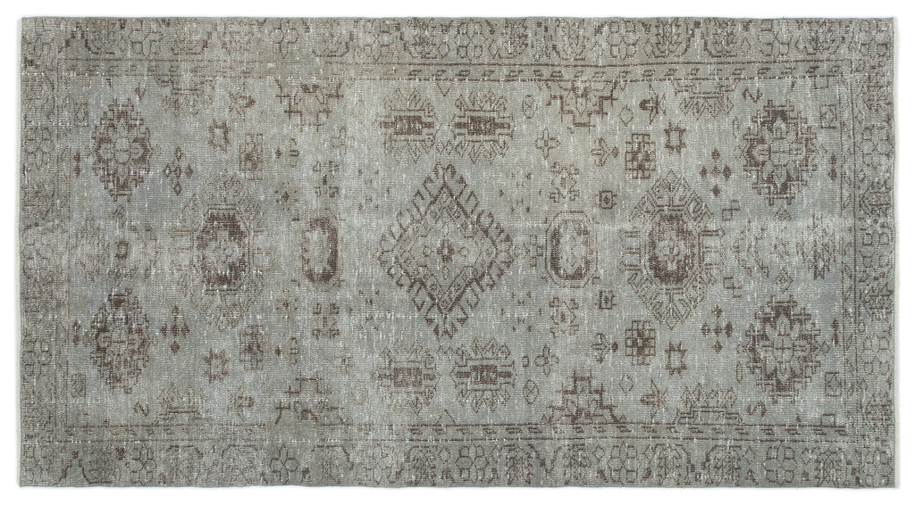 Blue Over Dyed Vintage Rug 4'7'' x 8'9'' ft 140 x 266 cm