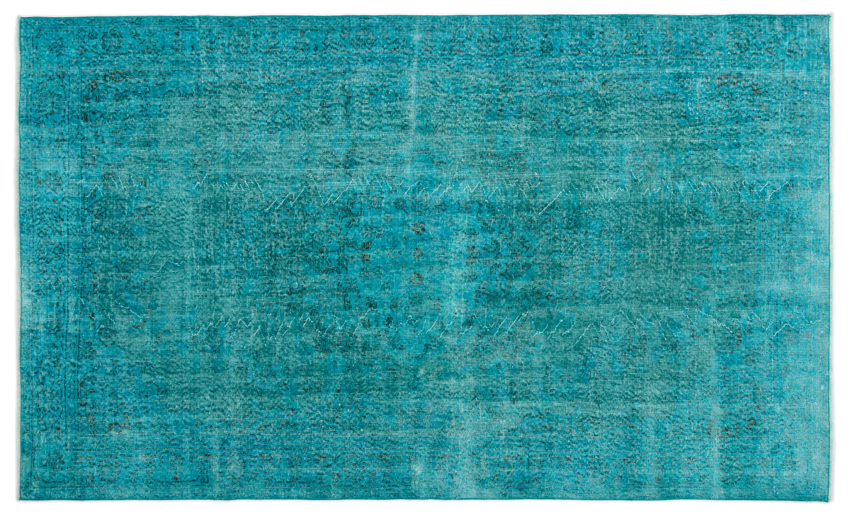 Turquoise  Over Dyed Vintage Rug 5&#39;7&#39;&#39; x 9&#39;1&#39;&#39; ft 170 x 277 cm