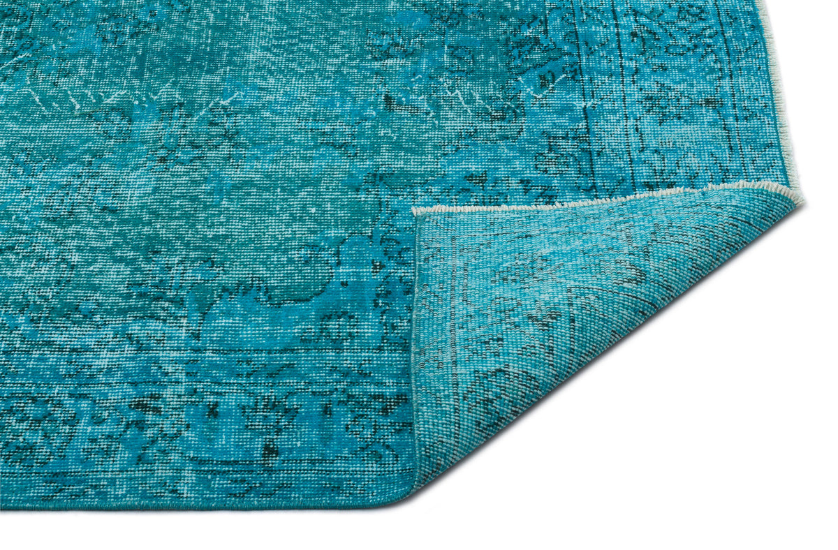 Turquoise  Over Dyed Vintage Rug 5&#39;7&#39;&#39; x 9&#39;1&#39;&#39; ft 170 x 277 cm