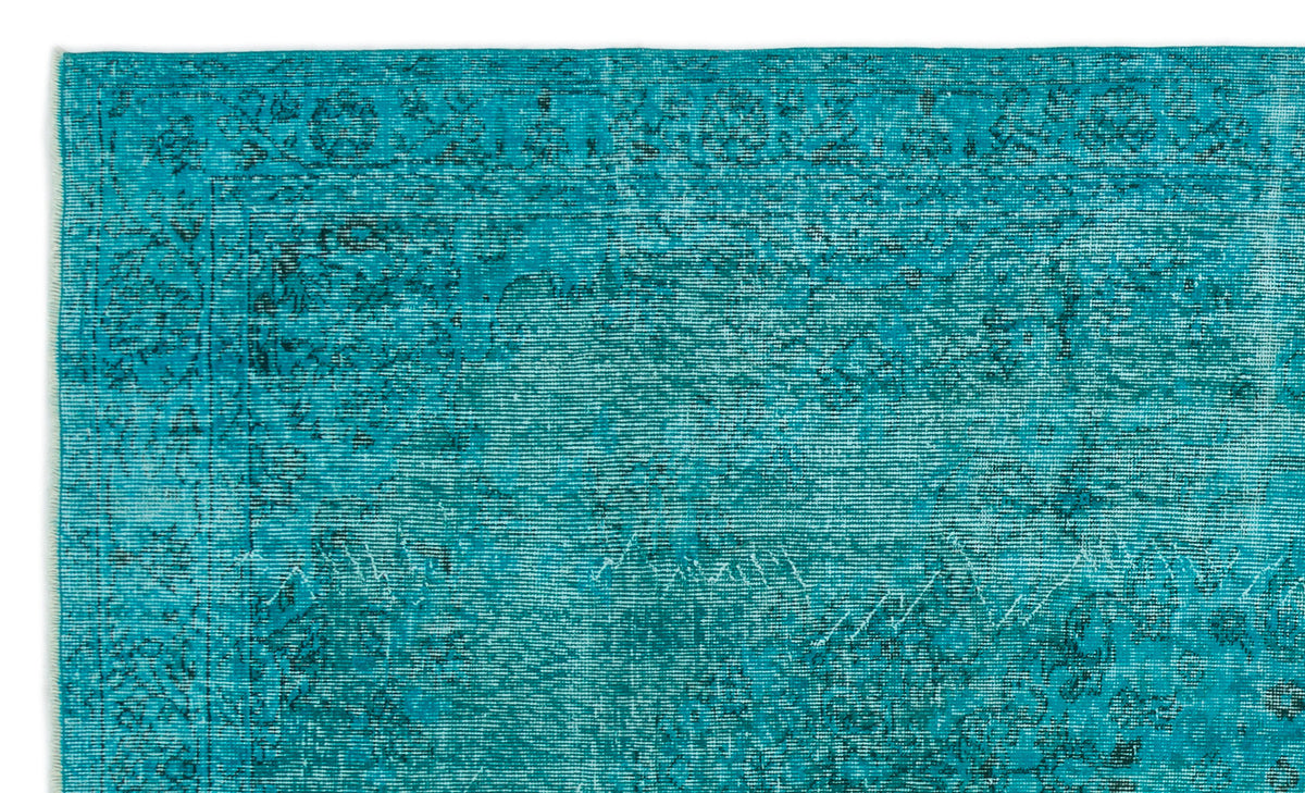 Turquoise  Over Dyed Vintage Rug 5&#39;7&#39;&#39; x 9&#39;1&#39;&#39; ft 170 x 277 cm