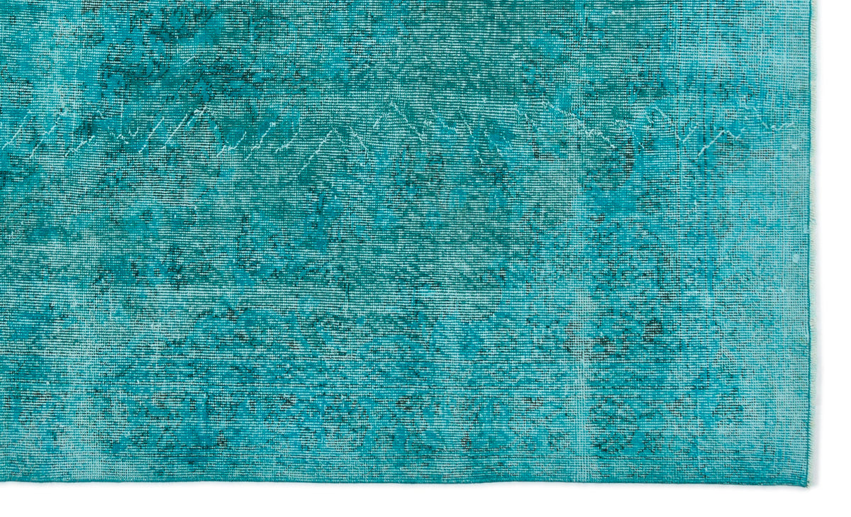 Turquoise  Over Dyed Vintage Rug 5&#39;7&#39;&#39; x 9&#39;1&#39;&#39; ft 170 x 277 cm