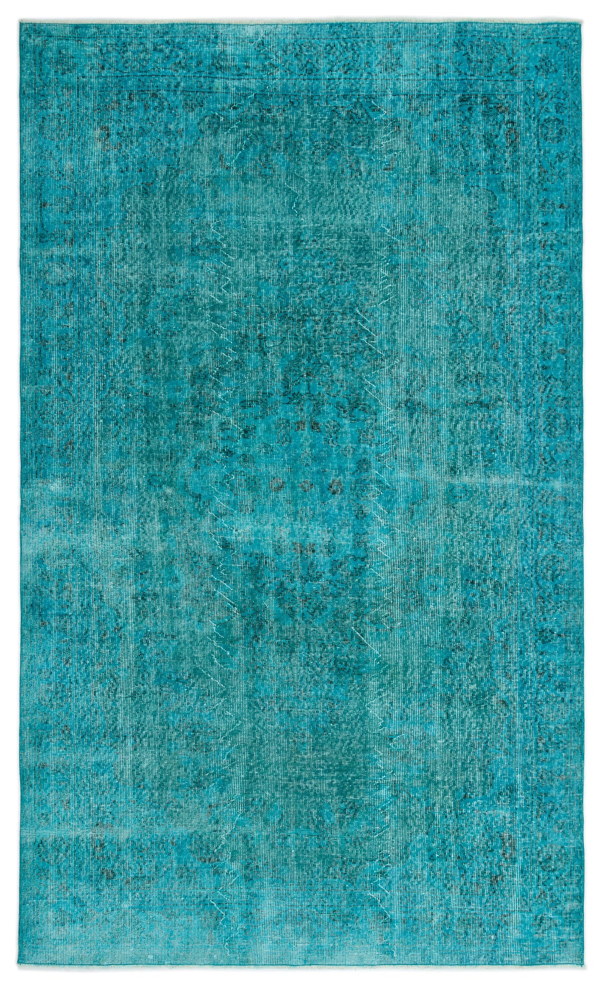 Turquoise  Over Dyed Vintage Rug 5&#39;7&#39;&#39; x 9&#39;1&#39;&#39; ft 170 x 277 cm