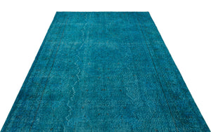 Turquoise  Over Dyed Vintage Rug 5'7'' x 9'0'' ft 171 x 275 cm