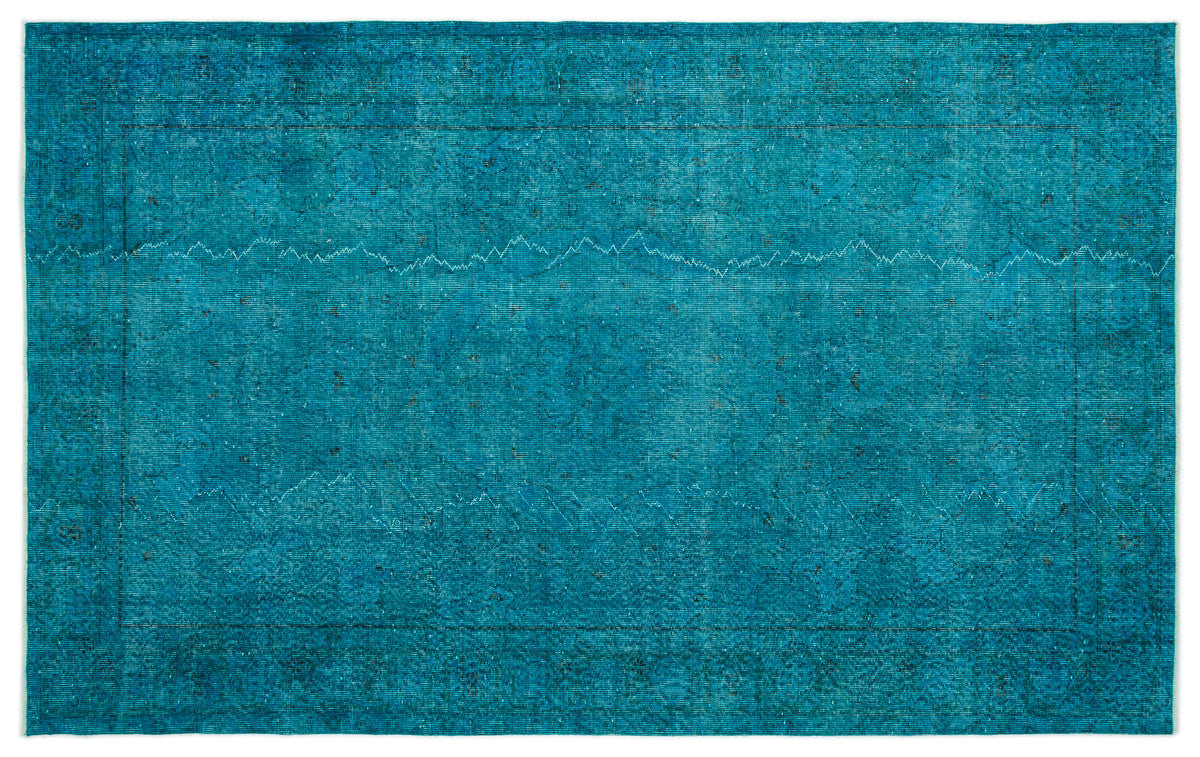 Turquoise  Over Dyed Vintage Rug 5&#39;7&#39;&#39; x 9&#39;0&#39;&#39; ft 171 x 275 cm