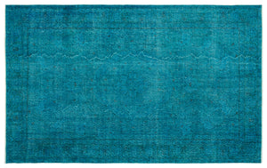 Turquoise  Over Dyed Vintage Rug 5'7'' x 9'0'' ft 171 x 275 cm
