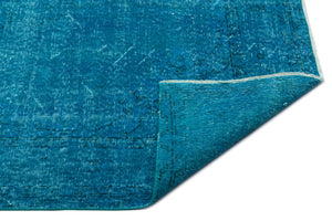 Turquoise  Over Dyed Vintage Rug 5'3'' x 8'7'' ft 159 x 262 cm