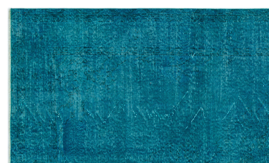 Turquoise  Over Dyed Vintage Rug 5'3'' x 8'7'' ft 159 x 262 cm