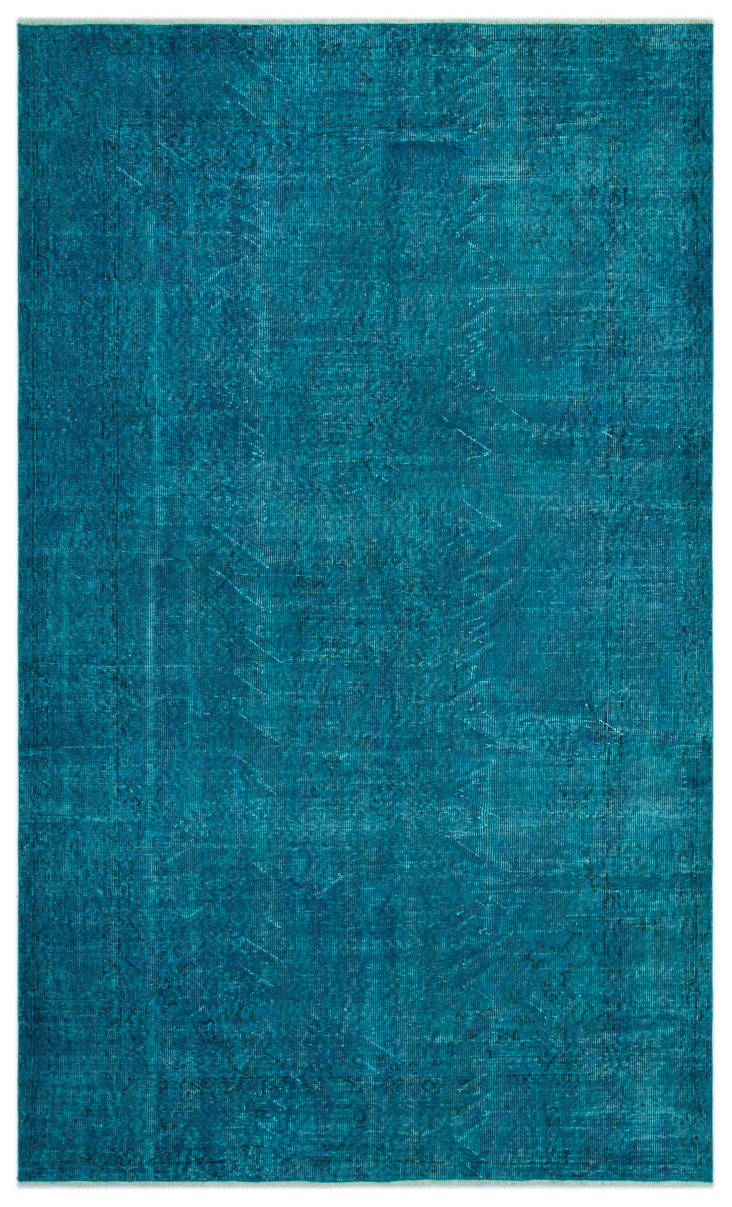 Turquoise  Over Dyed Vintage Rug 5'3'' x 8'7'' ft 159 x 262 cm