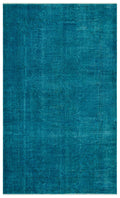 Turquoise  Over Dyed Vintage Rug 5'3'' x 8'7'' ft 159 x 262 cm