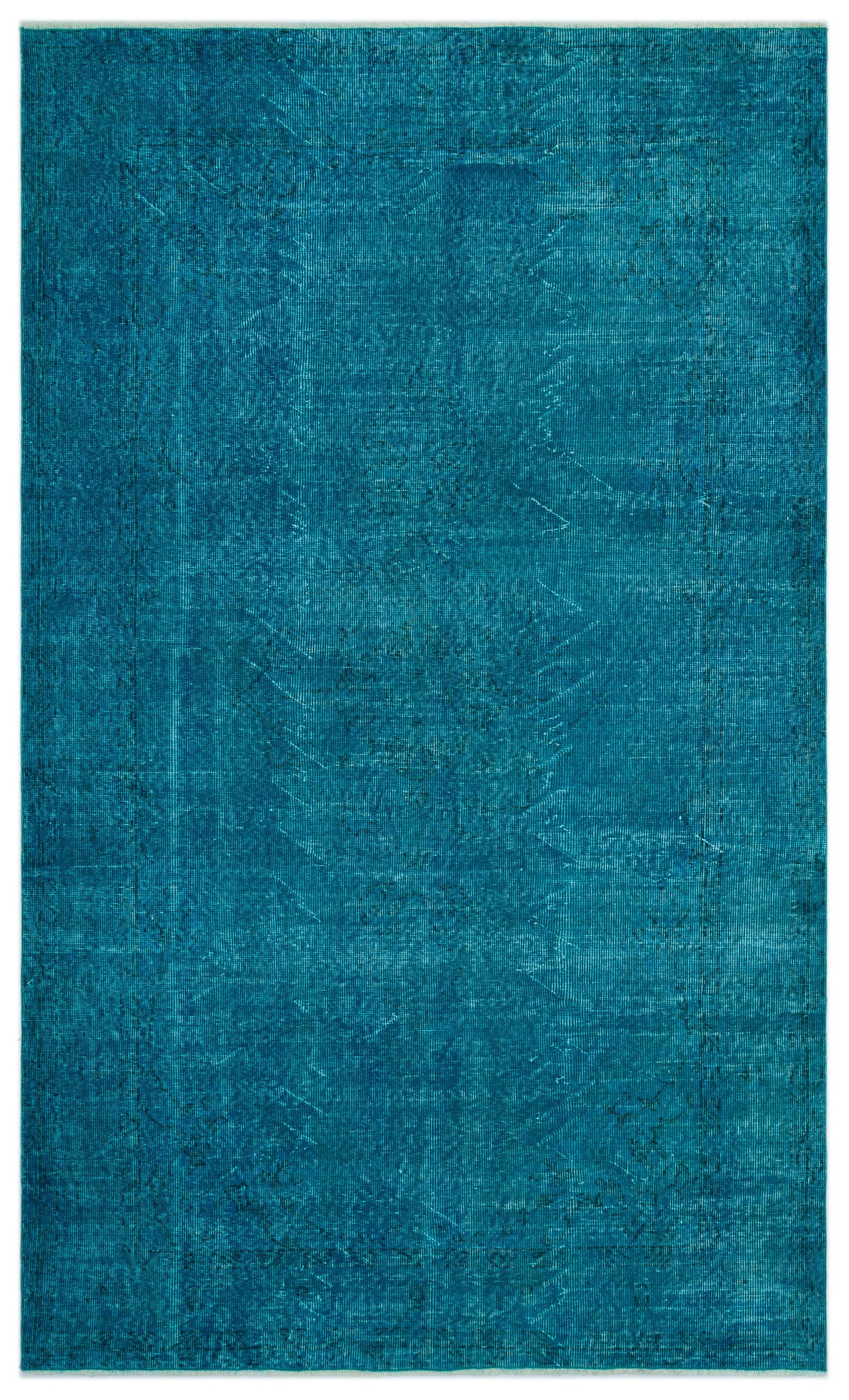Turquoise  Over Dyed Vintage Rug 5'3'' x 8'7'' ft 159 x 262 cm