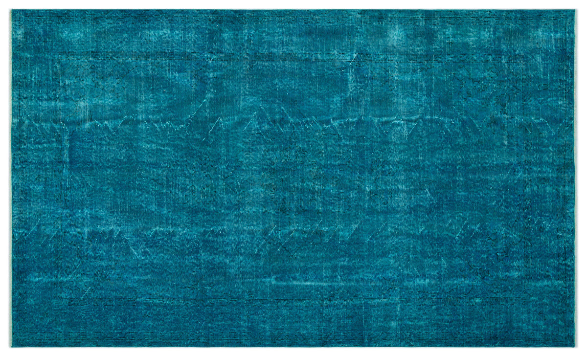 Turquoise  Over Dyed Vintage Rug 5&#39;3&#39;&#39; x 8&#39;7&#39;&#39; ft 159 x 262 cm