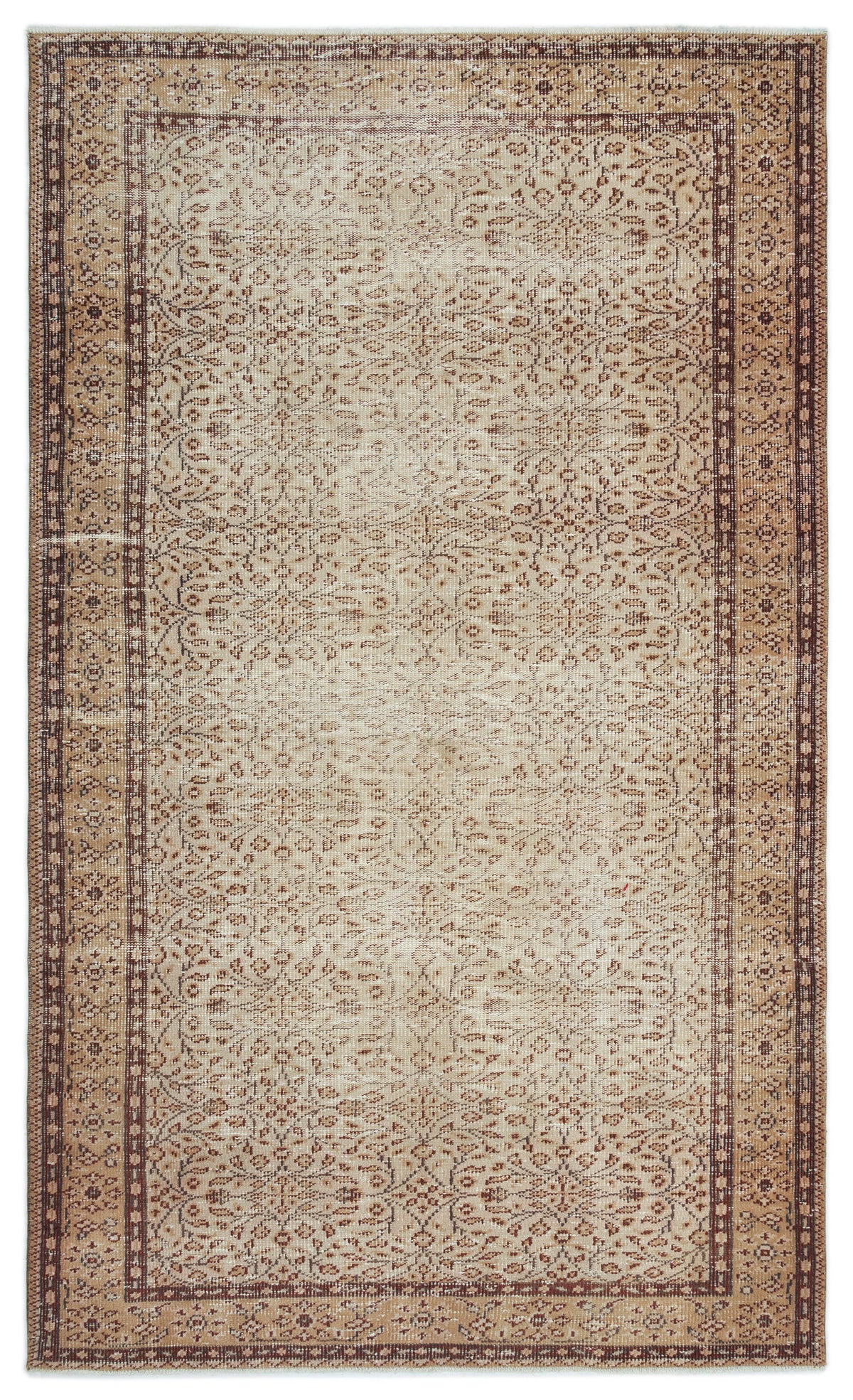 Brown Over Dyed Vintage Rug 5&#39;2&#39;&#39; x 8&#39;9&#39;&#39; ft 158 x 266 cm