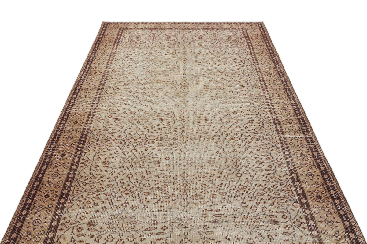 Brown Over Dyed Vintage Rug 5&#39;2&#39;&#39; x 8&#39;9&#39;&#39; ft 158 x 266 cm