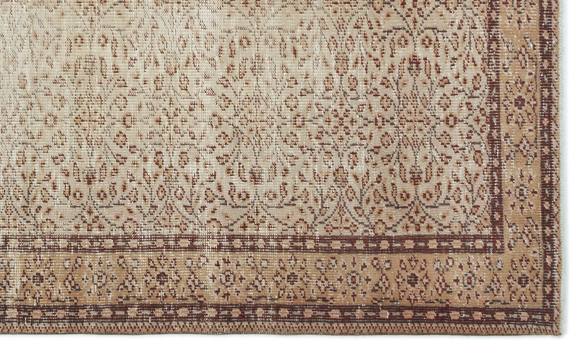 Brown Over Dyed Vintage Rug 5&#39;2&#39;&#39; x 8&#39;9&#39;&#39; ft 158 x 266 cm