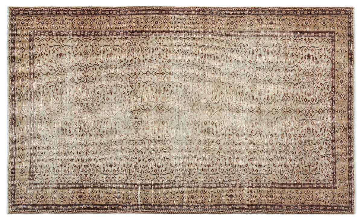 Brown Over Dyed Vintage Rug 5&#39;2&#39;&#39; x 8&#39;9&#39;&#39; ft 158 x 266 cm